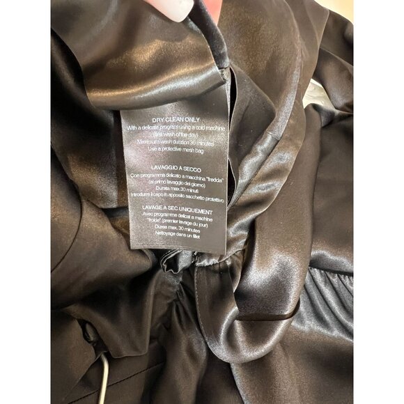 Alessandra Rich Black Silk Embellished Mini Dress Crystal Detail, Ruch - Size 10 - Picture 8 of 16